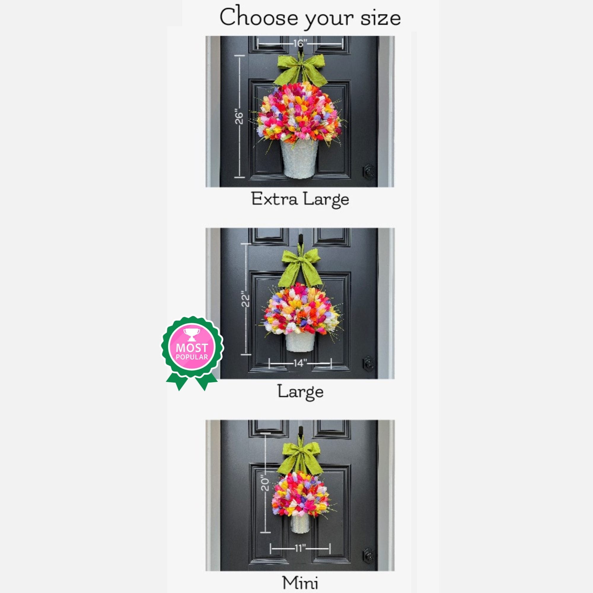 Pink Tulip Bucket Door Wreath