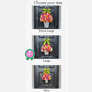 Bright Spring Tulip Pail Door Hanger with Bow