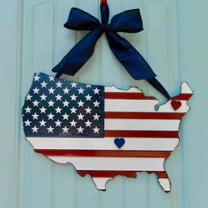 Patriotic USA Map Door Hanger