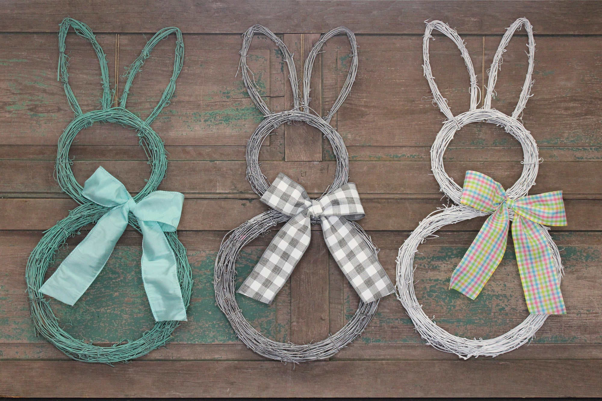 Colored Bunny Easter Wreath with Bow