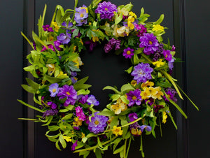 Purple & Yellow Floral Wreath