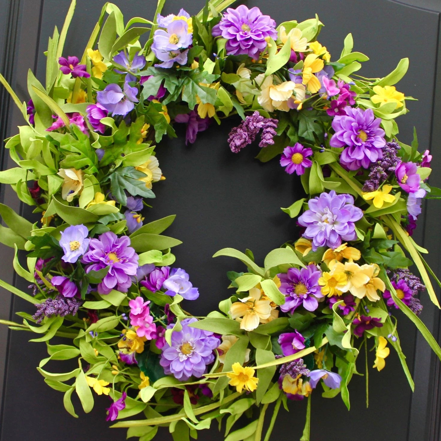 Purple & Yellow Floral Wreath