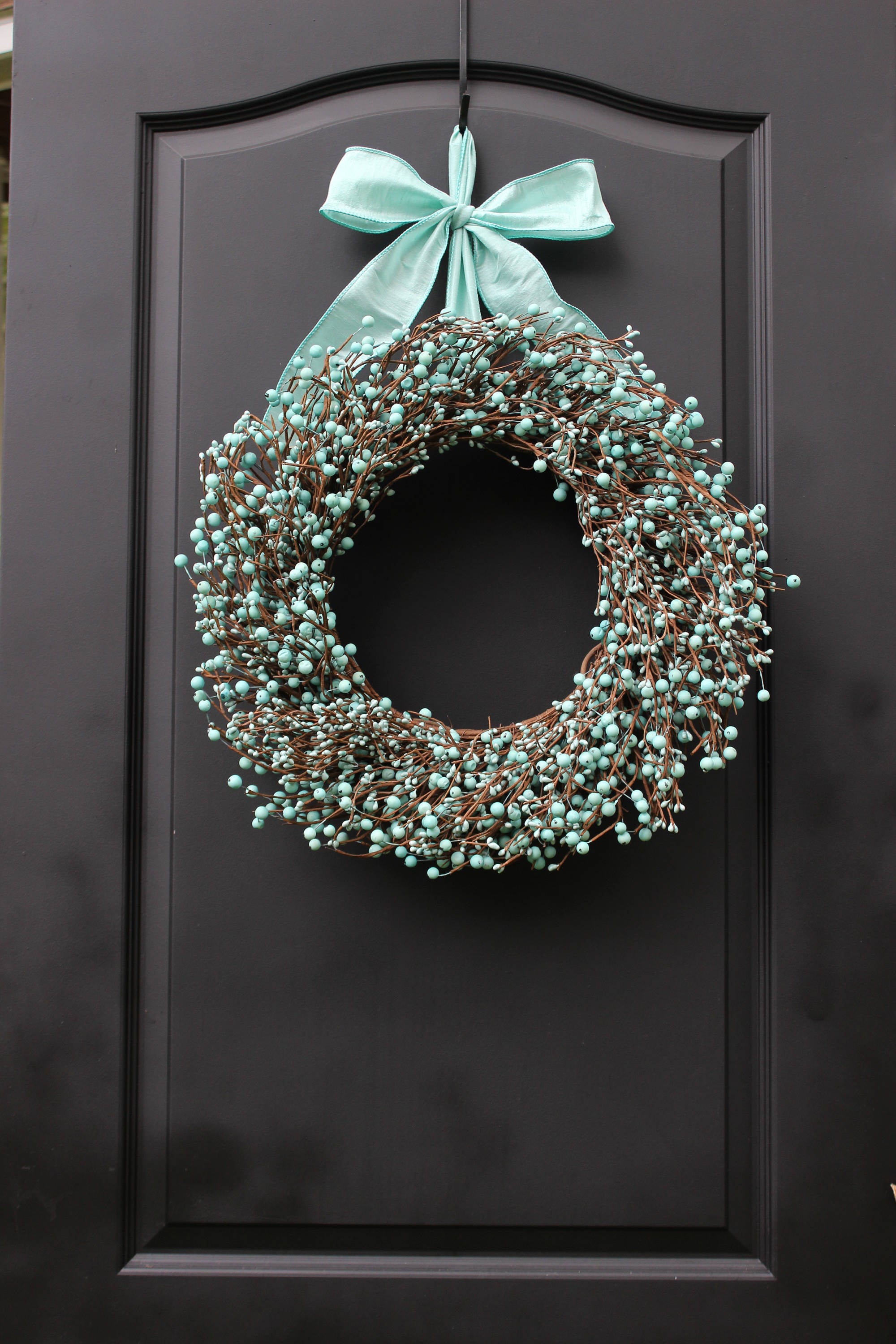 Light Teal Berry Wreath with Bow