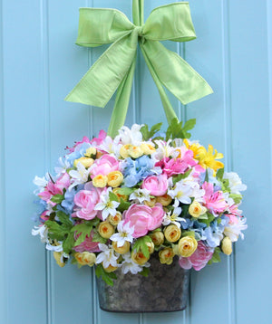 Pastel Flower Pail Door Hanger