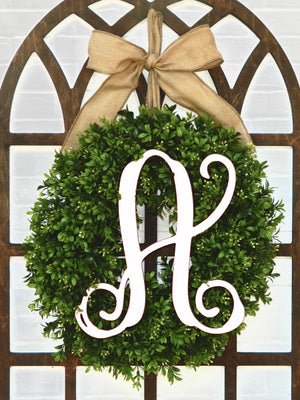 Monogram Boxwood Wreath with Bow