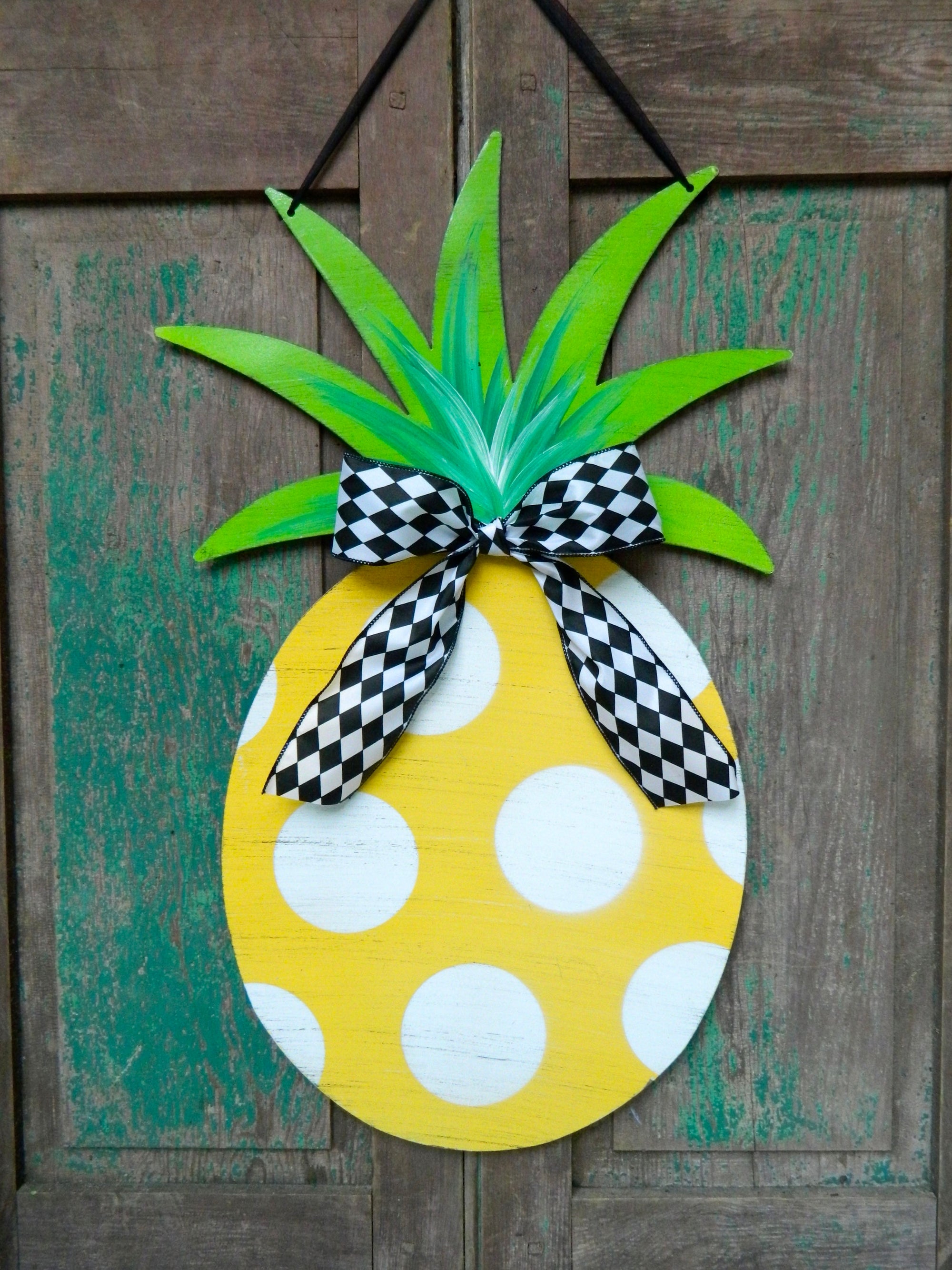 Pineapple Door Wreath - Pineapple Door Hanger - Pineapple Hospitality Wreath - Chevron Door Hanger