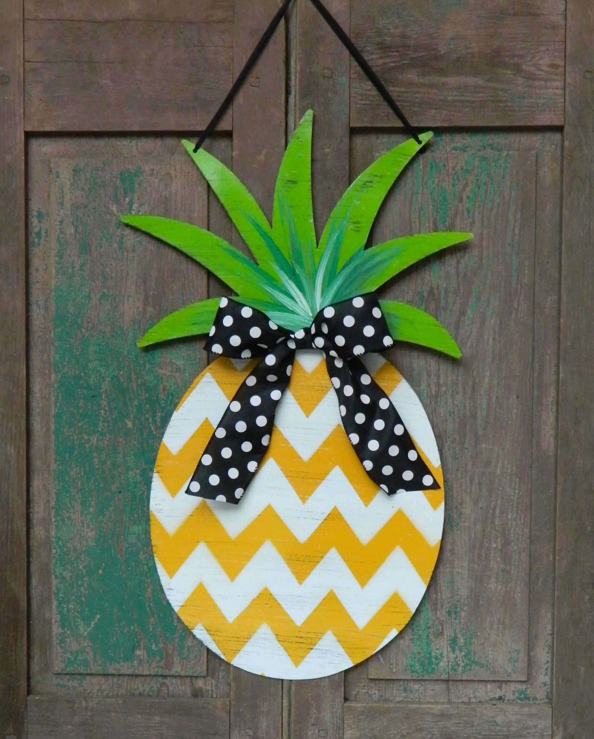 Pineapple Door Wreath - Pineapple Door Hanger - Pineapple Hospitality Wreath - Chevron Door Hanger