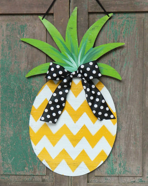 Pineapple Door Wreath - Pineapple Door Hanger - Pineapple Hospitality Wreath - Chevron Door Hanger