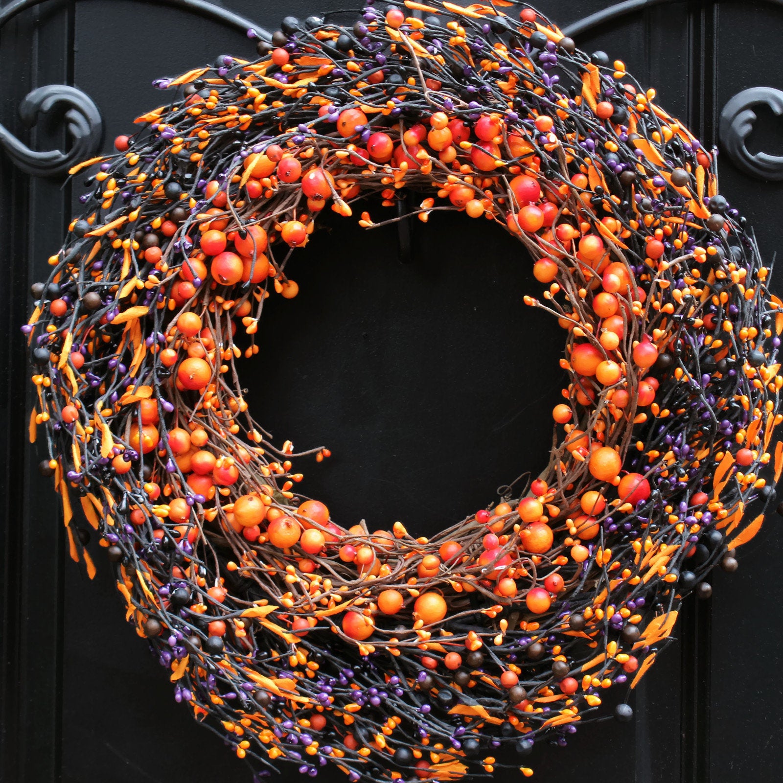 Orange and Purple Two Tone Halloween Wreath