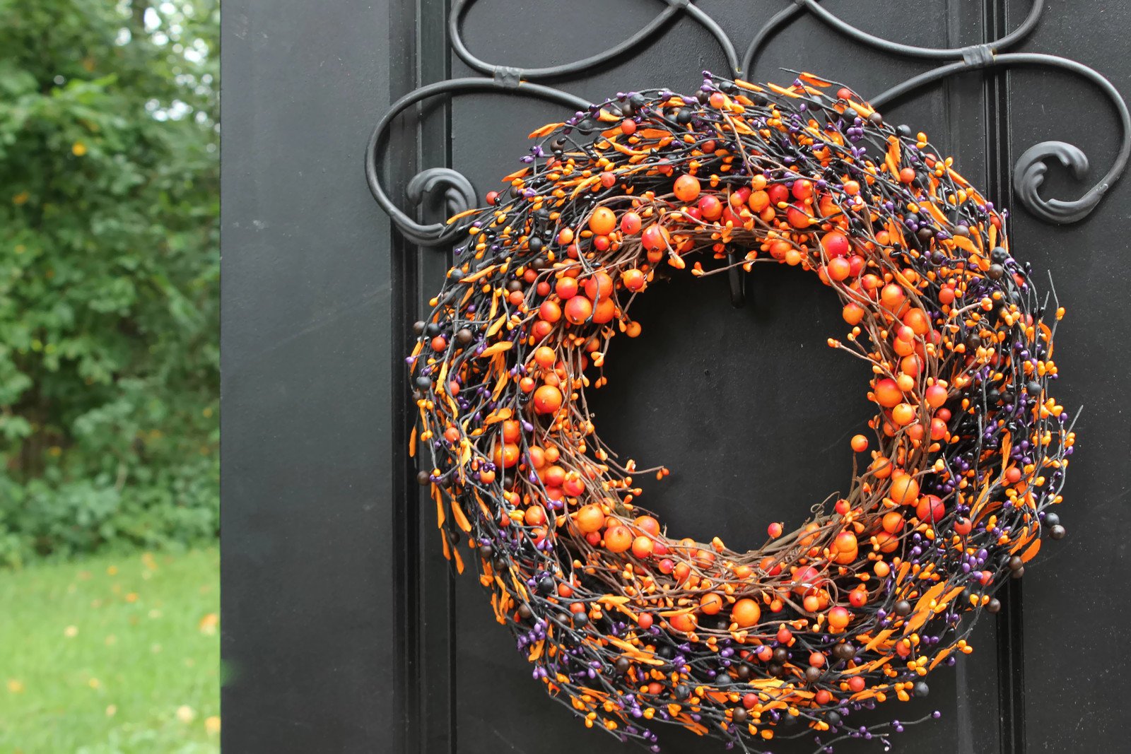 Orange and Purple Two Tone Halloween Wreath