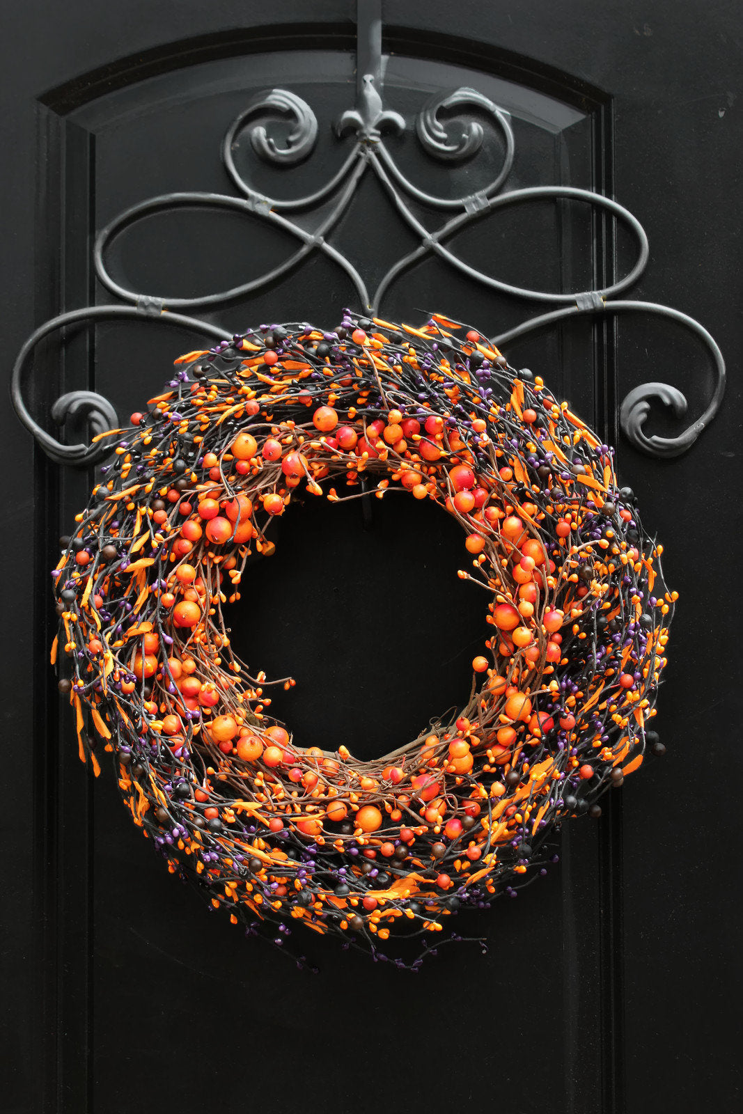 Orange and Purple Two Tone Halloween Wreath