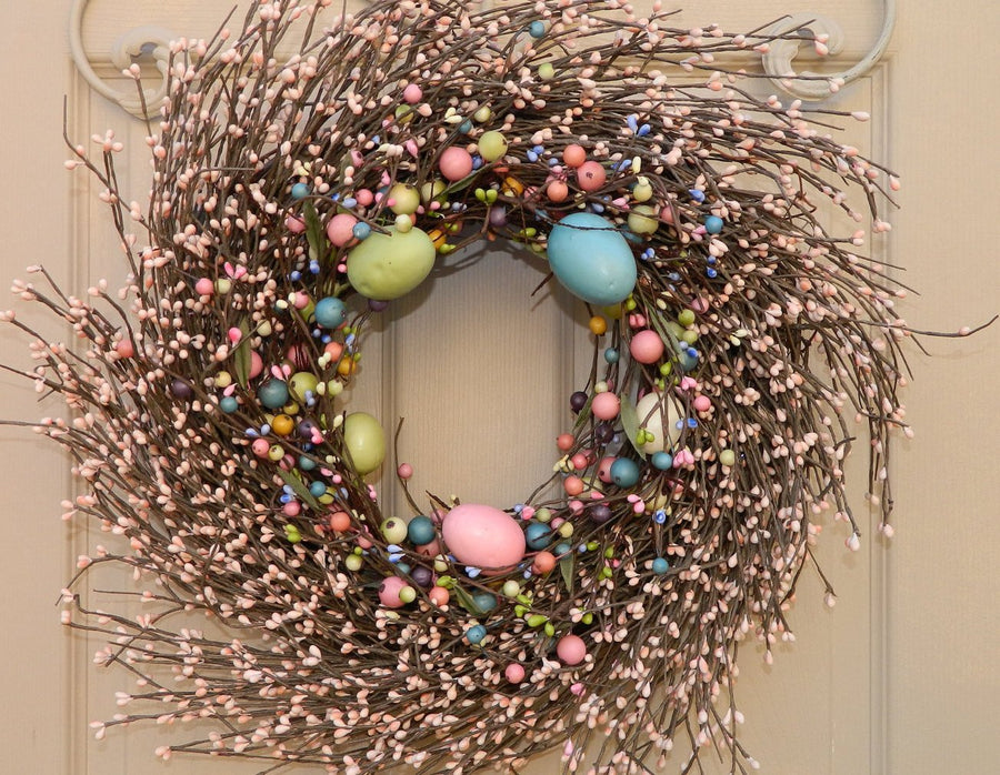 Primitive Easter Egg Wreath with Pip Berries