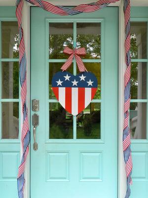 American Flag Heart Door Hanger