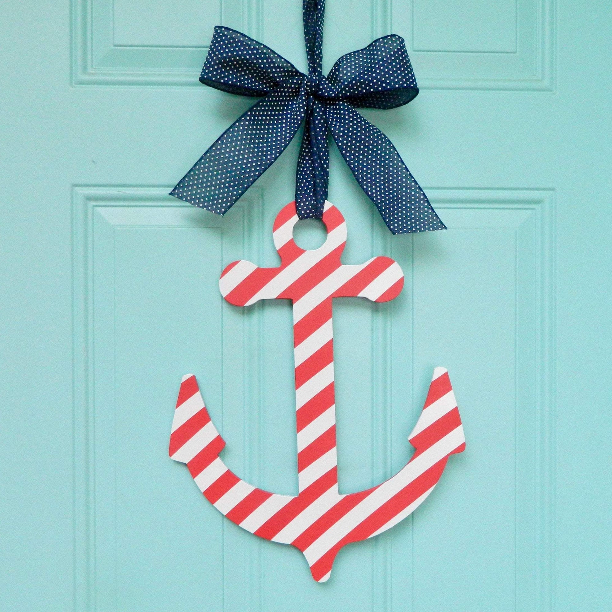 Nautical Striped Anchor Door Hanger