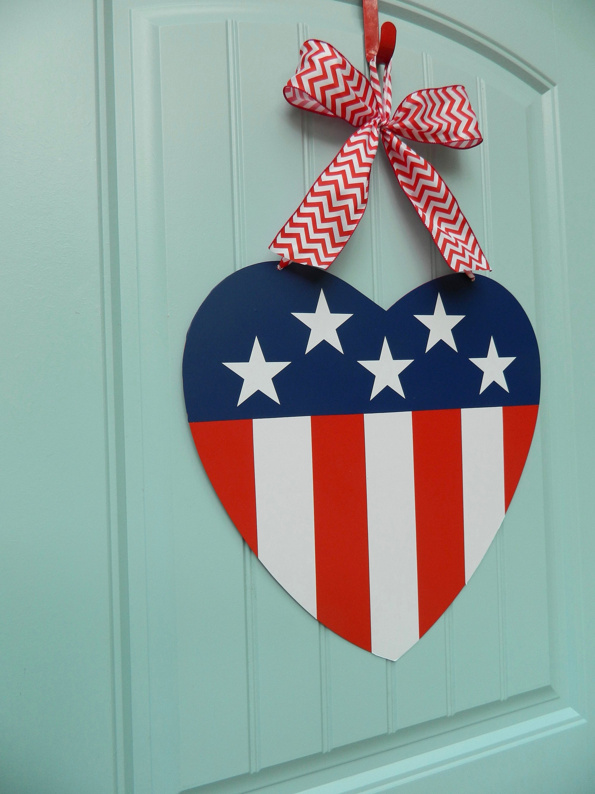 American Flag Heart Door Hanger
