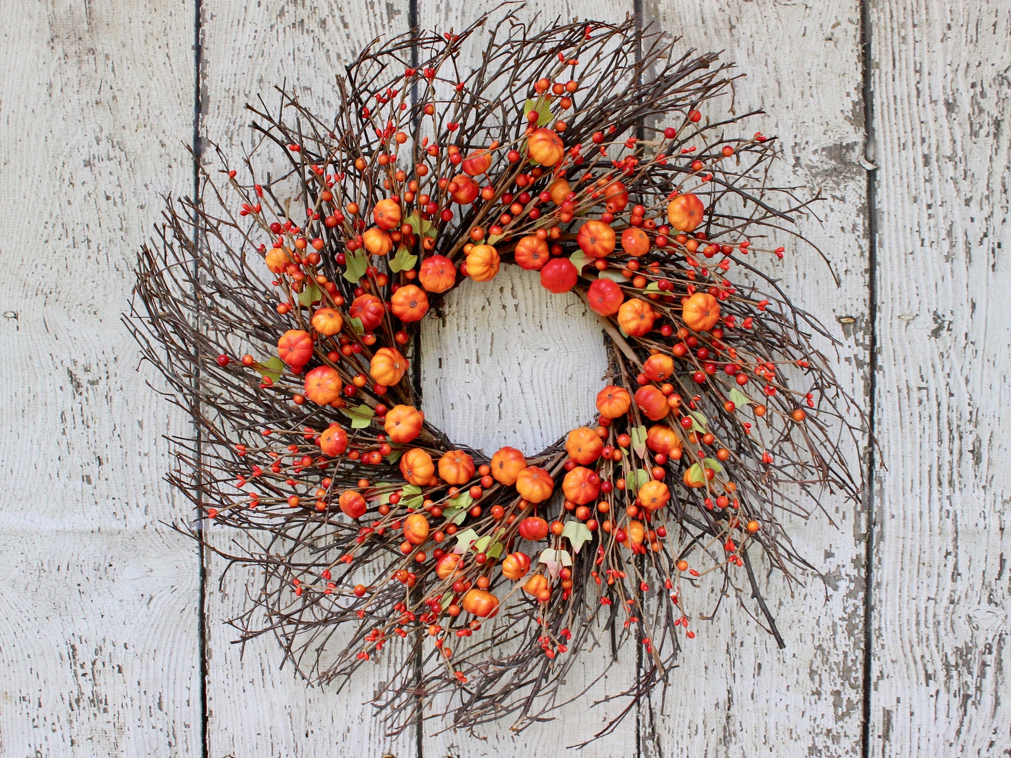 Primitive Halloween Wreath - Pumpkin Wreath - Fall Door Decoration - Pumpkin Door Wreath