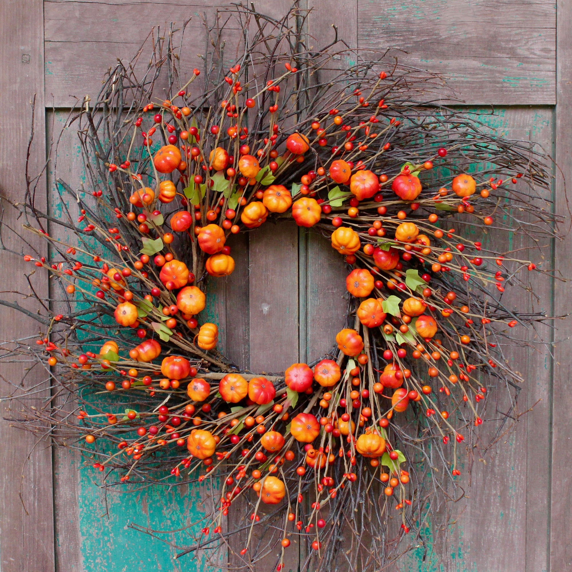 Primitive Halloween Wreath - Pumpkin Wreath - Fall Door Decoration - Pumpkin Door Wreath