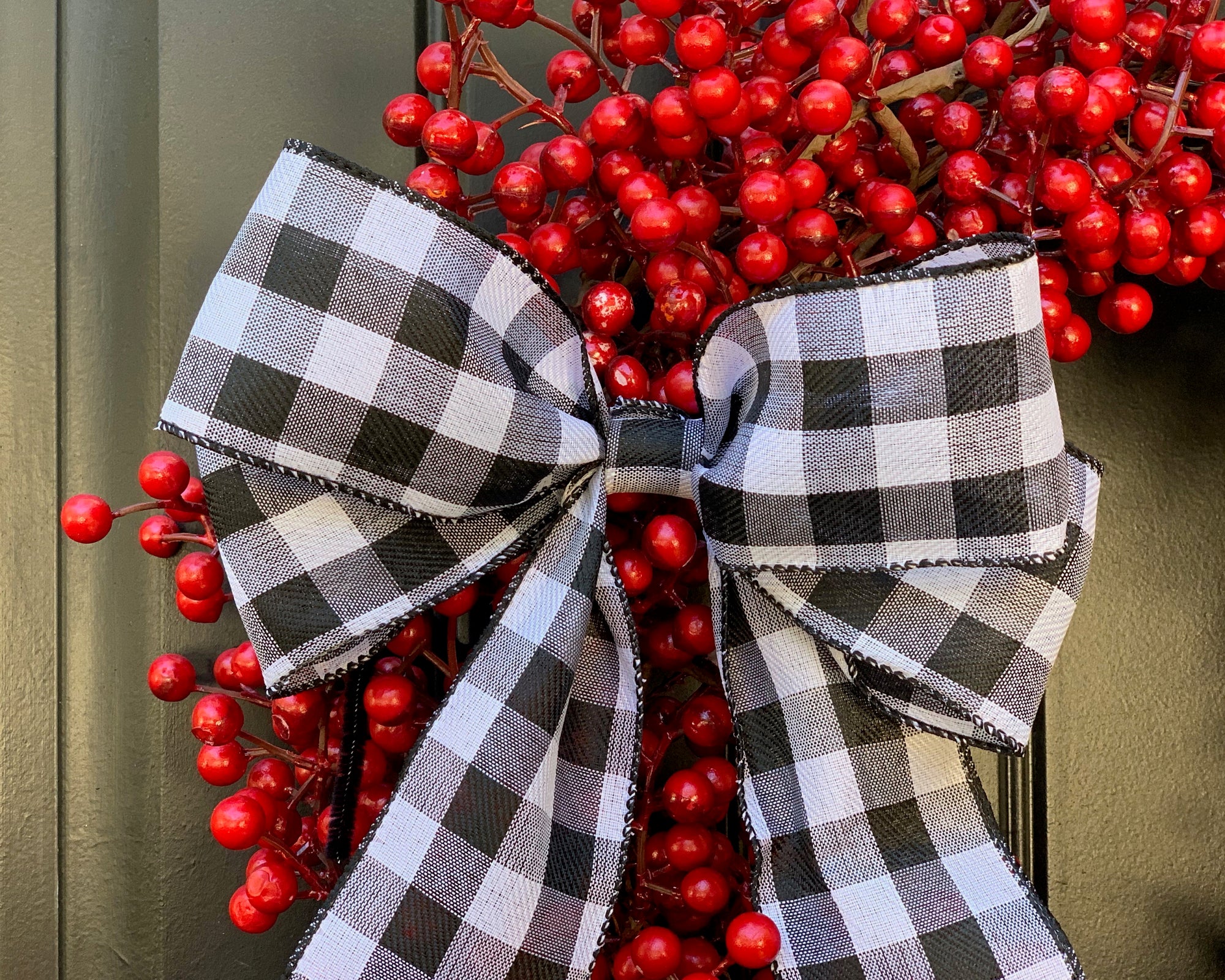 Red Waterproof Berry Wreath with Bow
