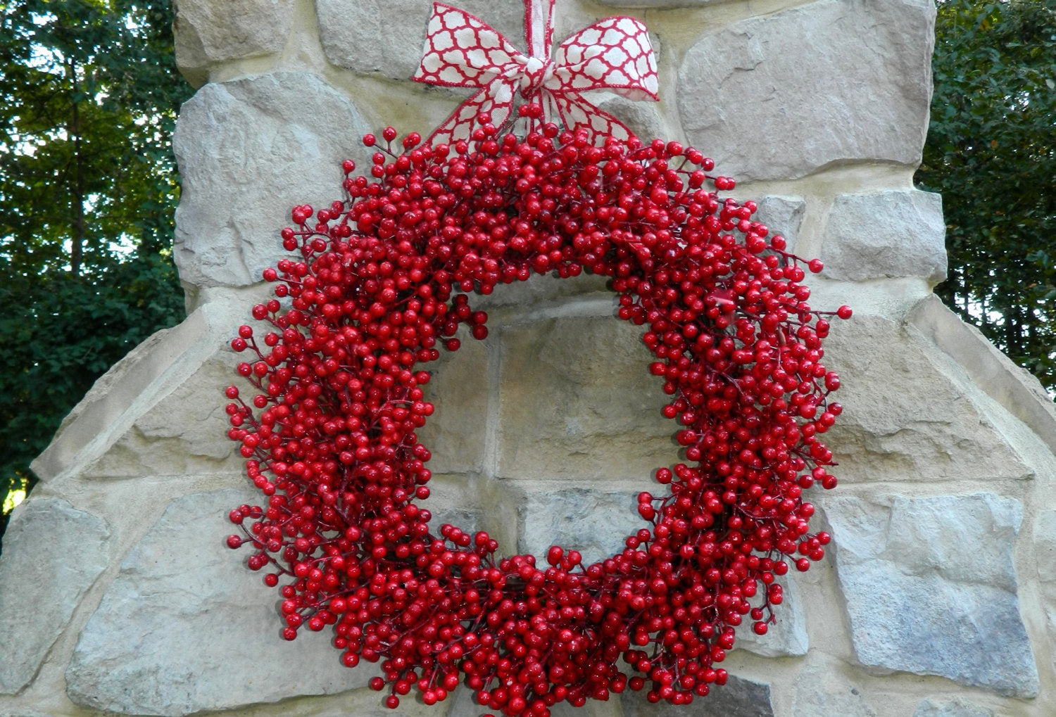 Red Waterproof Wreath with Bow