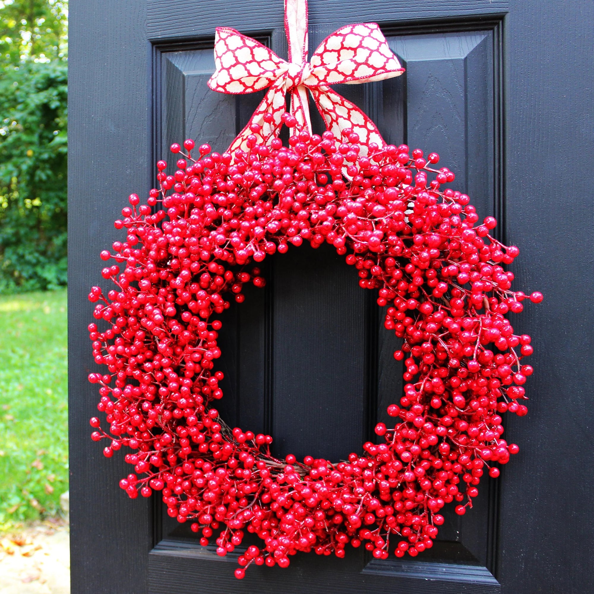Red Waterproof Wreath with Bow