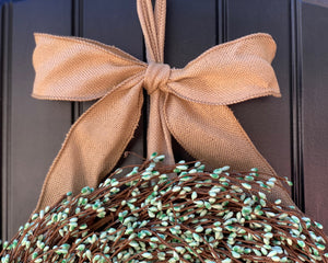 Teal Pip Berry Wreath with Bow