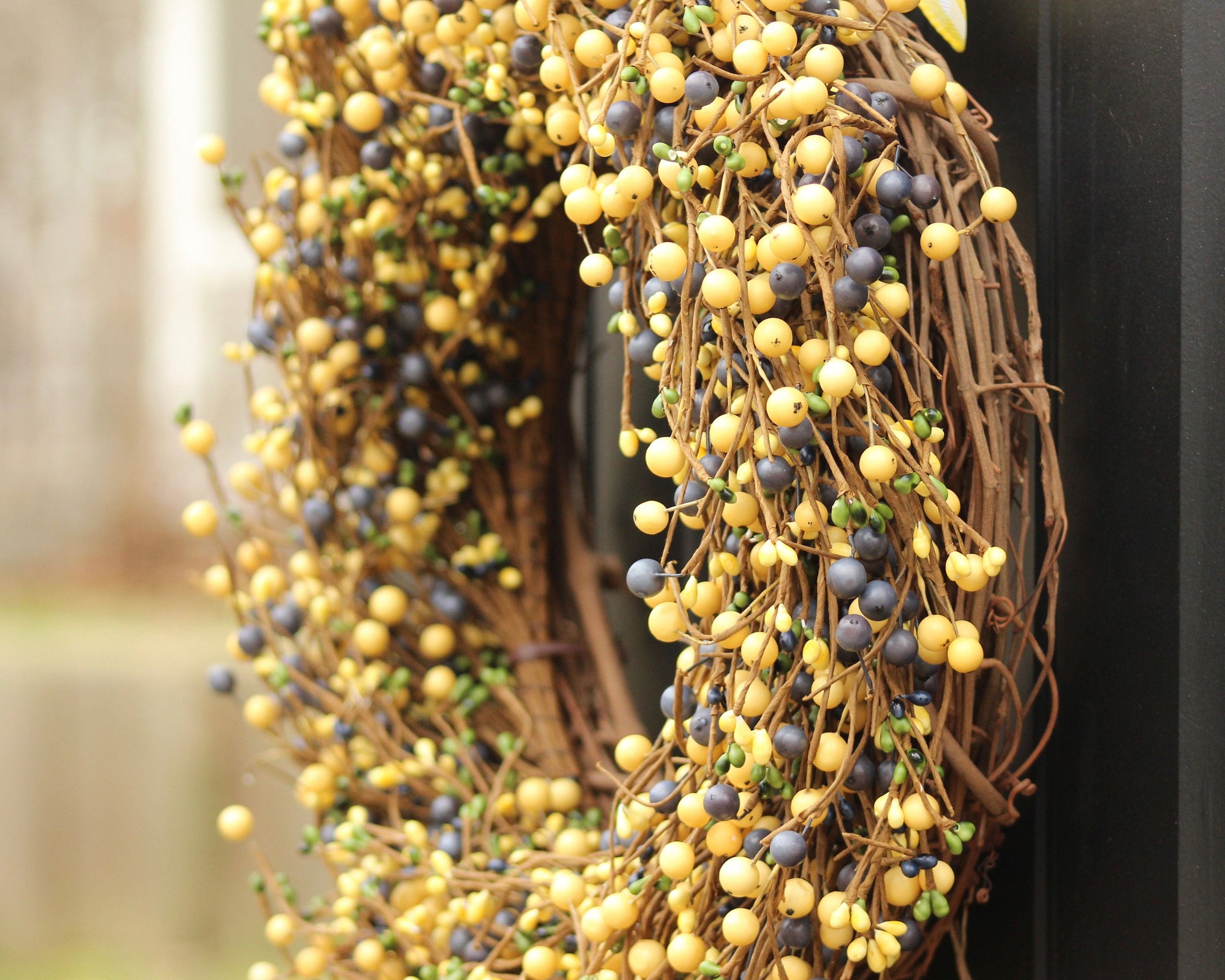 Yellow Blue & Green Berry Wreath