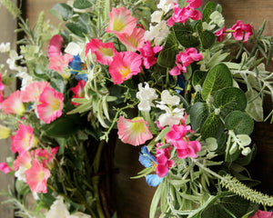 Summer Wreath - Floral Door Wreath- Farmhouse Wreath - Eucalyptus Wreath