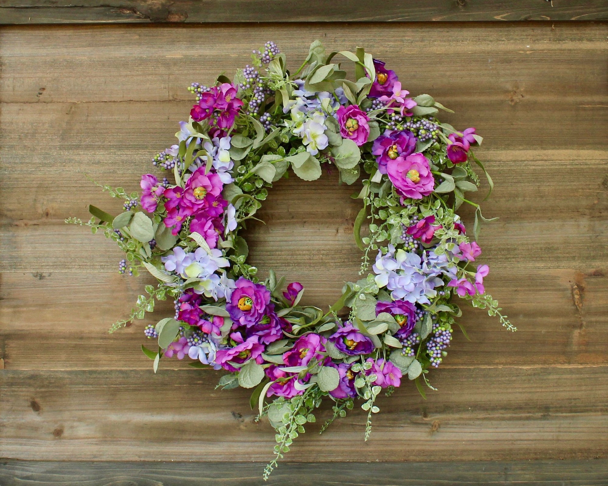Purple Floral Eucalyptus Wreath