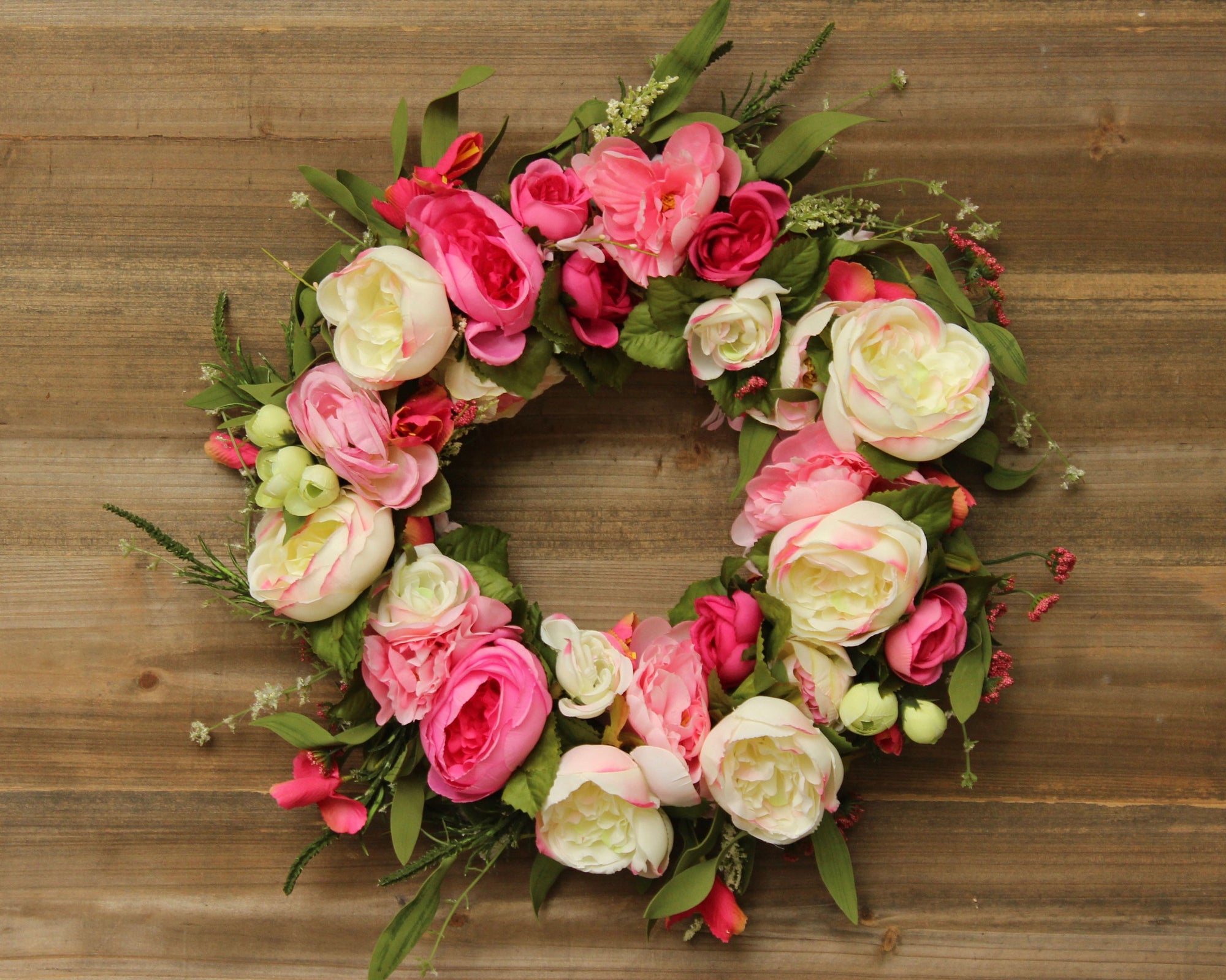Pink Spring-Summer Floral Wreath
