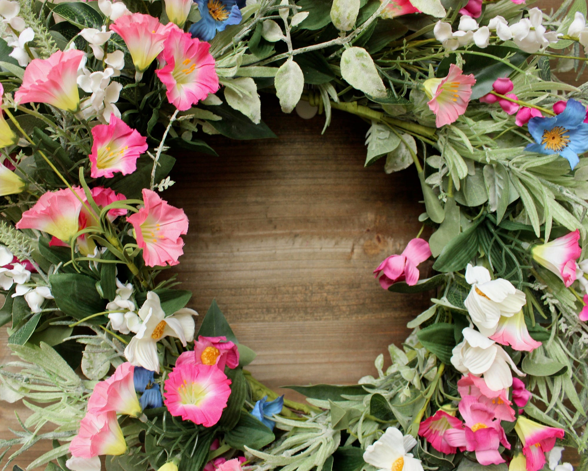 Summer Wreath - Floral Door Wreath- Farmhouse Wreath - Eucalyptus Wreath