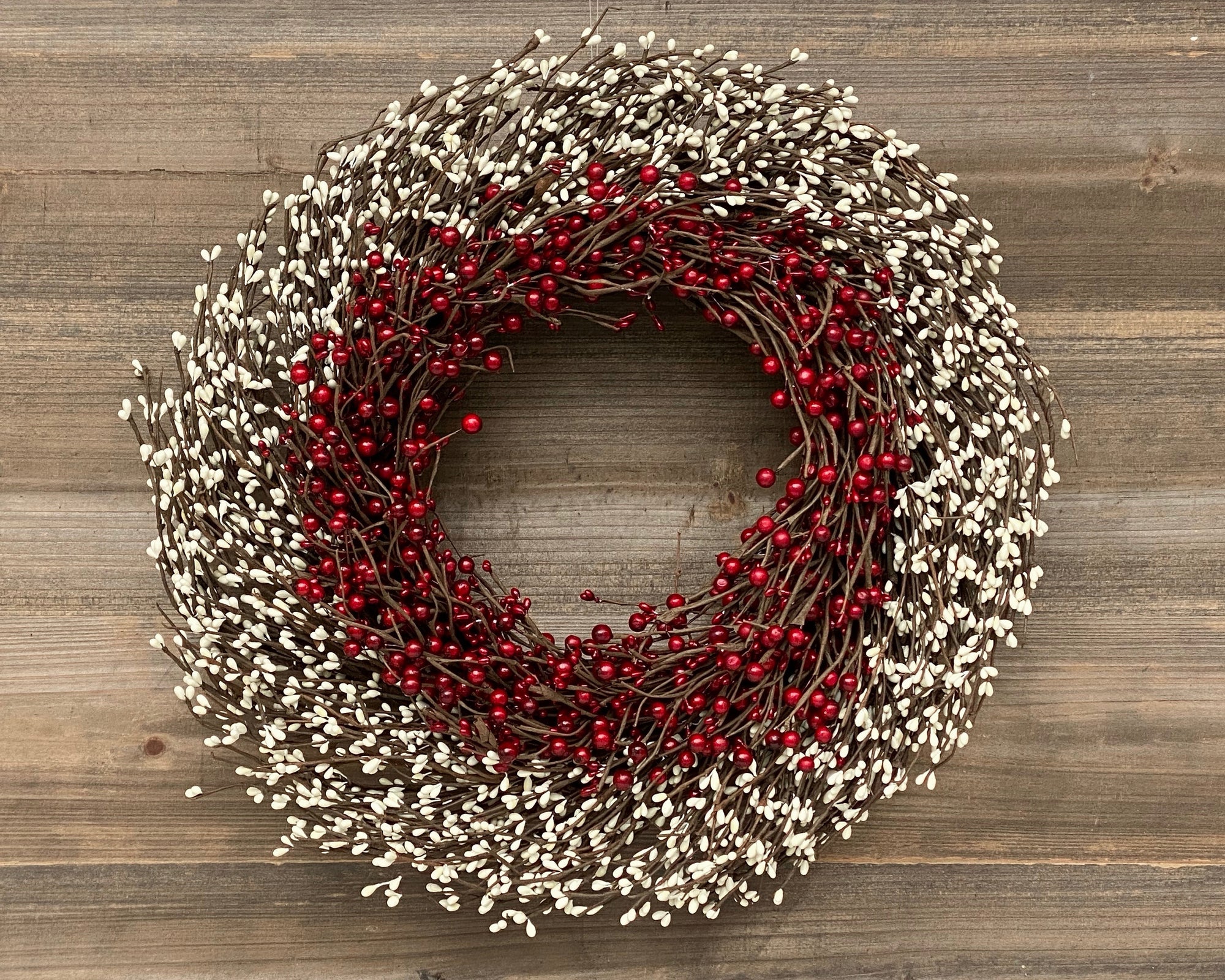 Holiday wreath, holiday decor, christmas wreath, gift for her, red and cream berry wreath, winter door decor