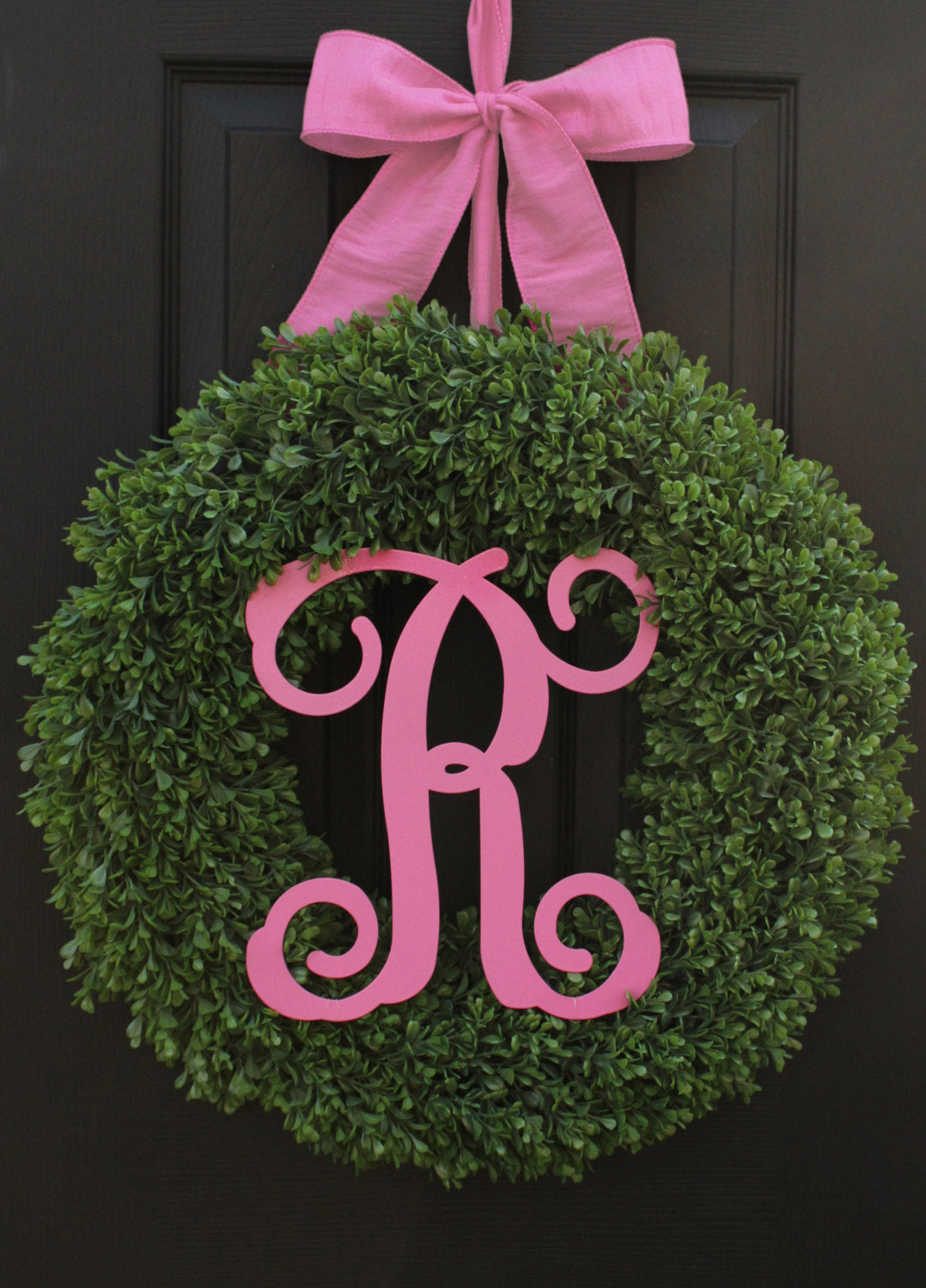 Monogram Boxwood Wreath with Bow
