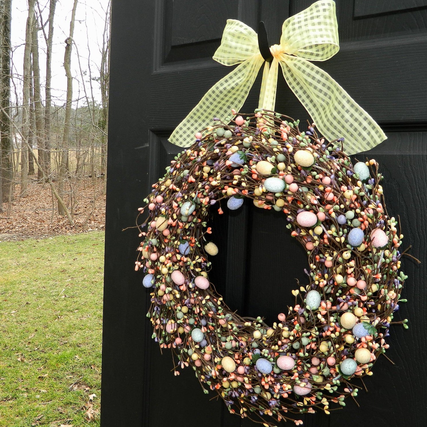 Easter Egg Wreath with Bow