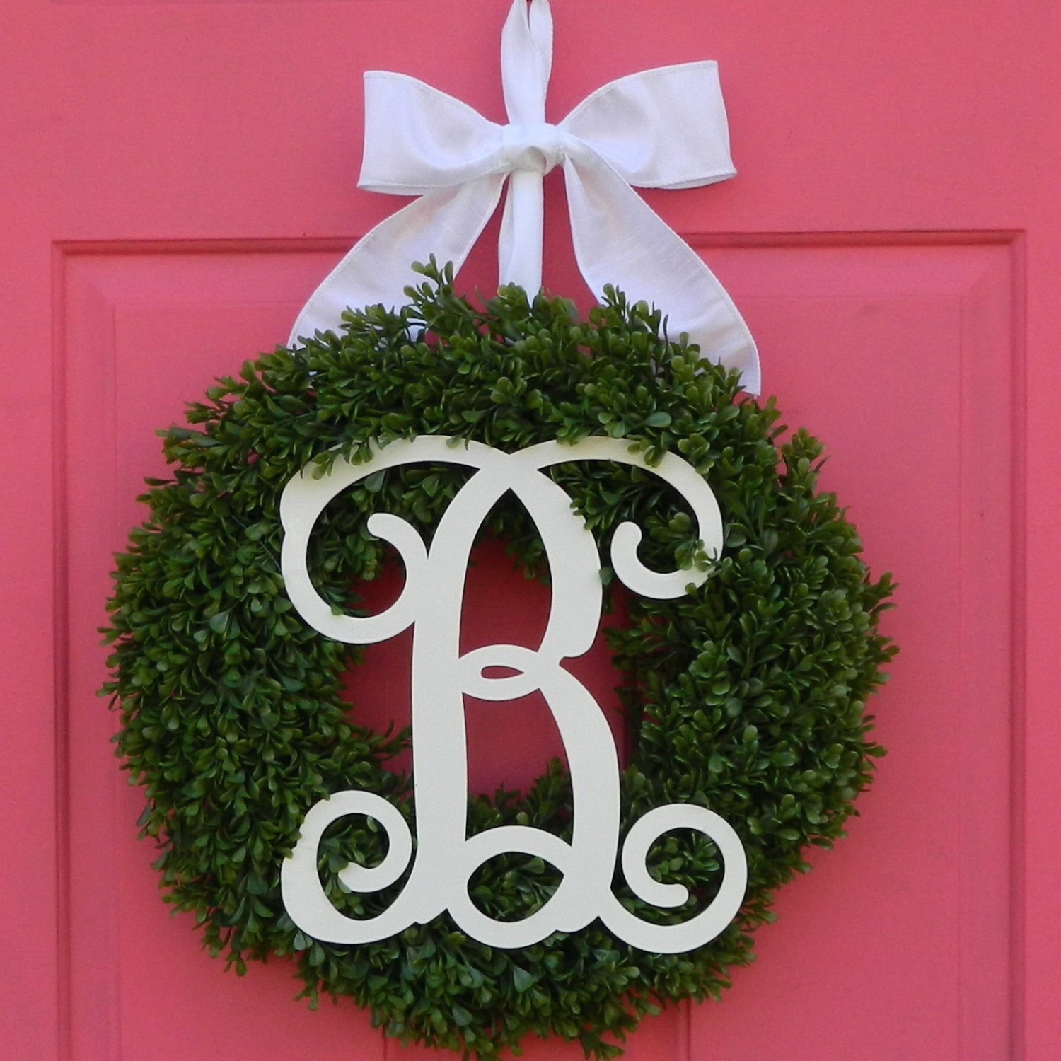 Monogram Boxwood Wreath with Bow