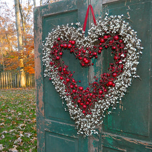 Red and Cream Heart Wreath