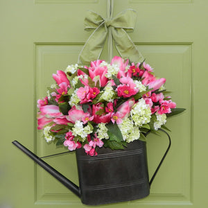 Hydrangea Watering Can Door Hanger