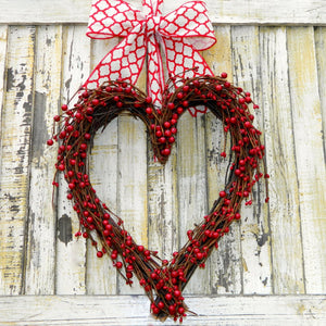 Marvelous Red Heart Wreath with Bow