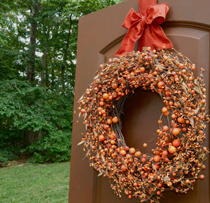 Orange Two Tone Wreath - with Bow Wreath Hanger