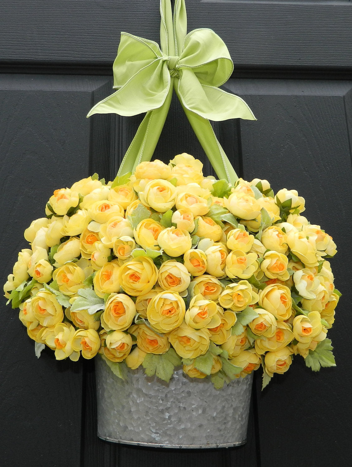 Yellow Ranunculus Flower Pail Door Hanger