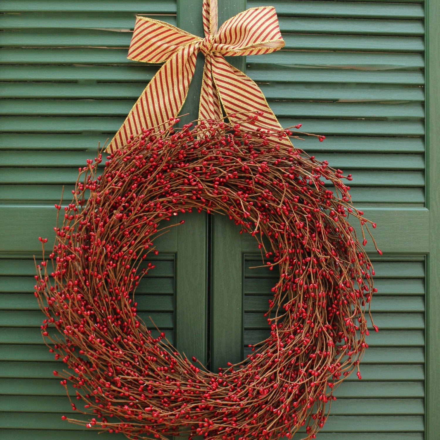Red Pip Berry Wreath with Bow