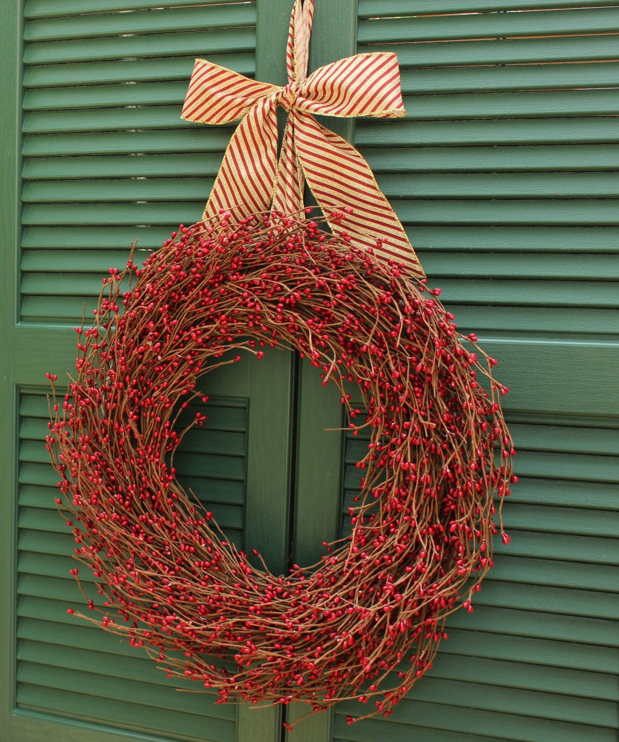Red Pip Berry Wreath with Bow