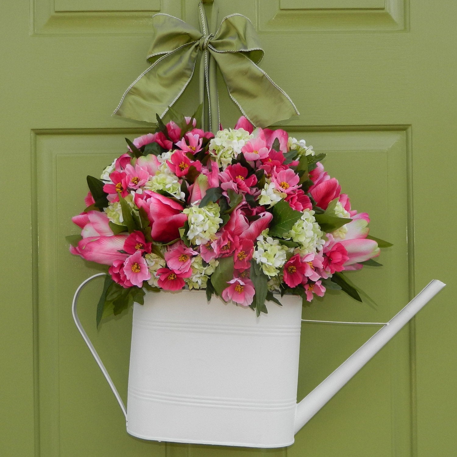 Hydrangea Watering Can Door Hanger