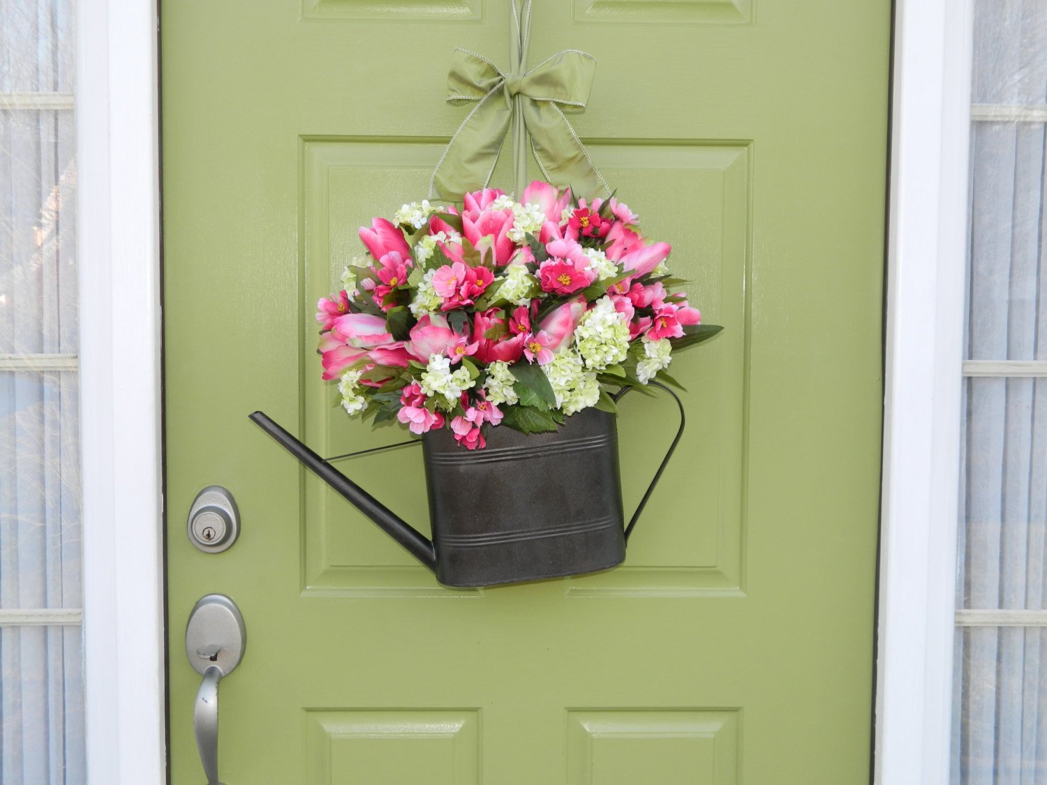 Hydrangea Watering Can Door Hanger
