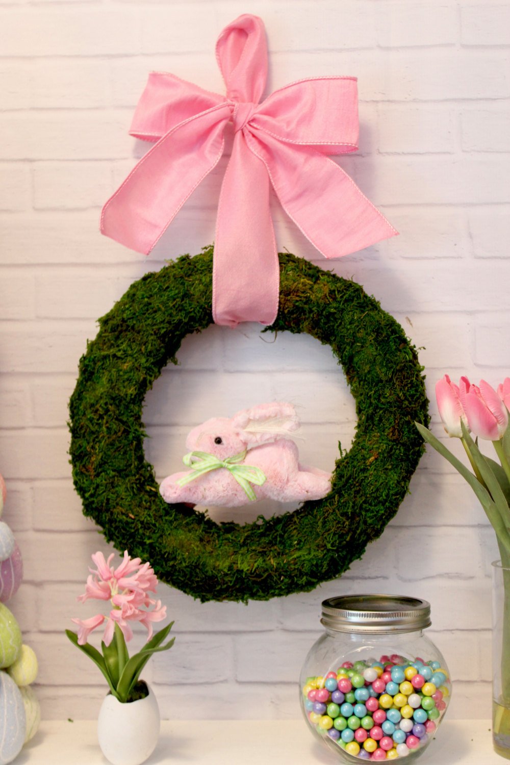 Spring Moss Bunny Wreath Door Hanger