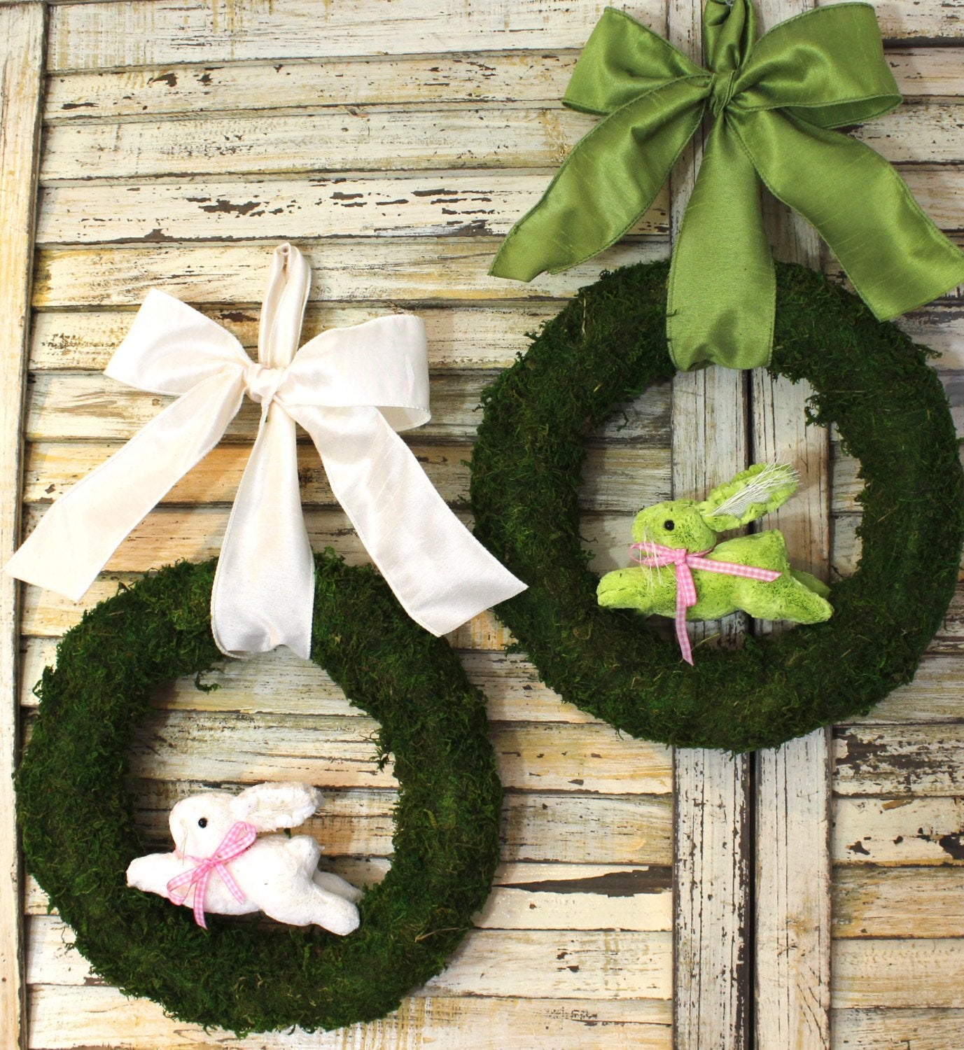 Spring Moss Bunny Wreath Door Hanger